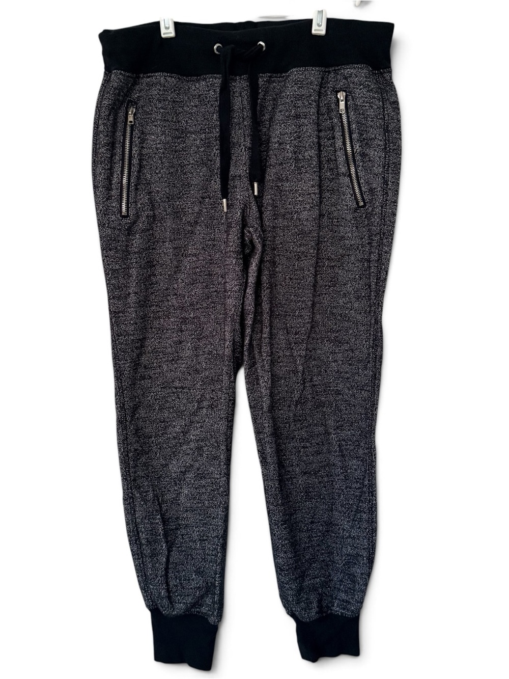 GreenTea Charcoal Heather Jogger Sweatpants Black Drawstring Waistband Large
